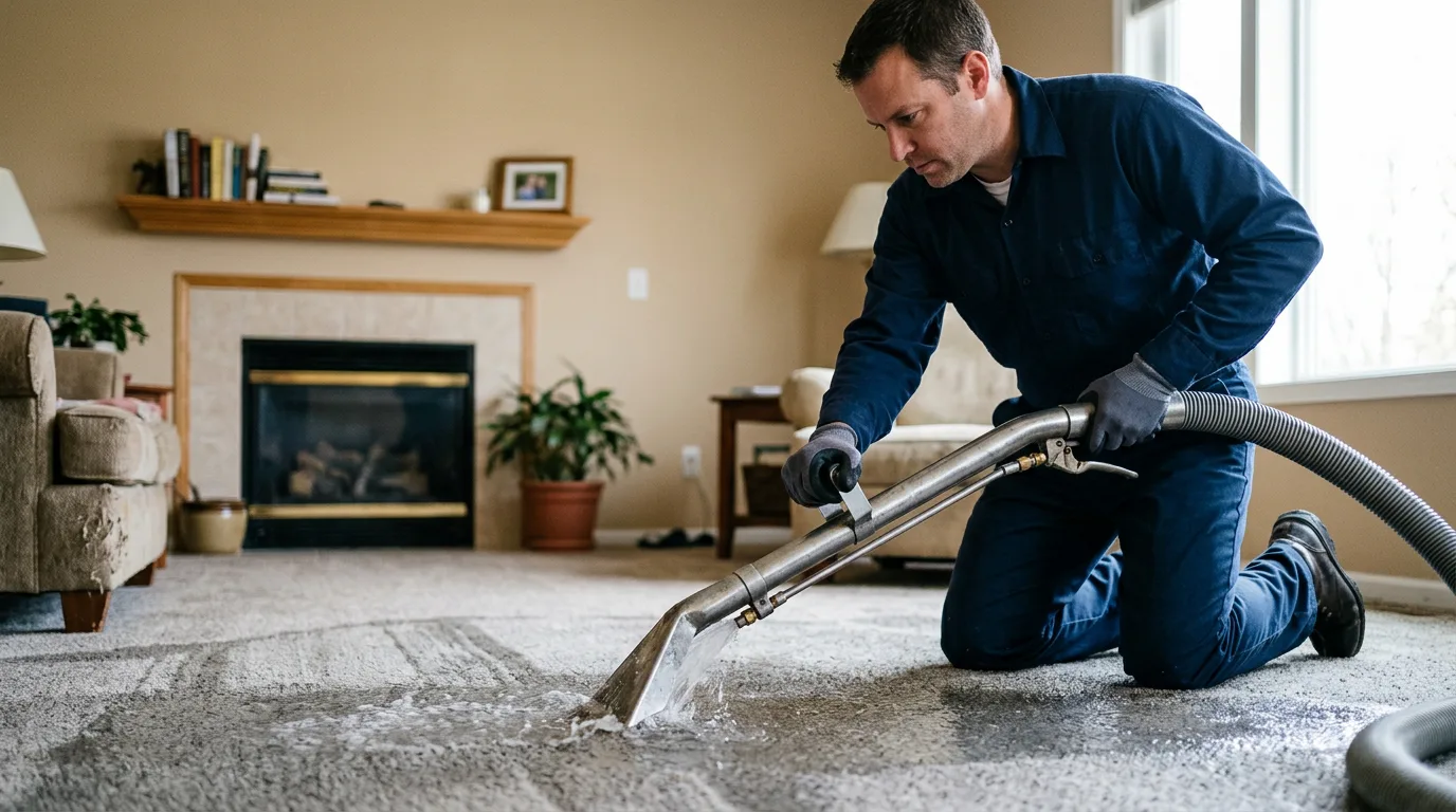 Water damage restoration technician working near Clarendon Hills, IL